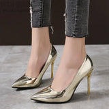 2022 New All-match Solid Color Silver Square High Heels Shallow Mouth Pointed Ladies Casual High Heels Zapatos