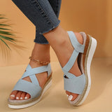 Breakj Large-Size Women's Shoes Summer Hemp Rope Grass Tight With Thick Bottom Slope And Fish Mouth Sandals Beach