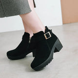 2023 top quality dropship big size 48 chunky heels ankle boots women shoes woman add plush winter boots shoes