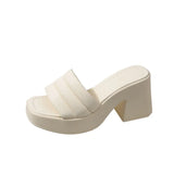 Breakj / Summer 2024 New Platform Sandals Thick Heel Square Head Female Summer Wear High Heel Broadband