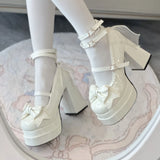 Breakj Girl Leather Shoes Waterproof Lolita Shoes 2025 New Lorita Shoes Sweet Princess High