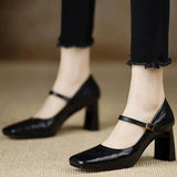 Breakj Retro Square Shallow Mouth Mary Jane Single Shoes Women's Spring 2025 New Word Buckle Lady Casual Single
