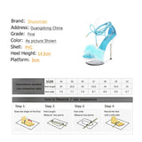 Women's Sandals 2023 Summer New Waterproof Platform Transparent Fur High Heels Cross Straps Thin Heel Pole Dance