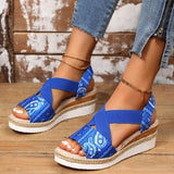 Breakj New Fish Mouth Bow Buckle Thick Bottom Slope Sandals Women's Large Size Hemp Rope Bottom Flat Bottom Women