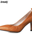 Women Pumps Real Leather 2023 Spring Sexy Thin High Heels Shoes Woman Fashion Spring Office Lady Footwear Size