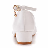 Queen White Lace Women Pumps Platform 3CM High Heels Ankle Strap Ladies Office Party Dance Wedding