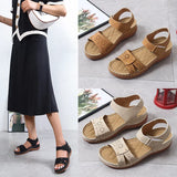 Retro Leisure Roman Style Round Head Sandals Women's Shoes New Hollowed-Out Air Turbine Heel