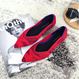 Womens Stretch knitted mixed color moccasins breathable cozy work shoes brief slip-on fashion ladies flats light driving