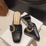 Breakj Spring And Summer New Thick And Cool Slippers Women's Bag Head Large Size Water Drill Buckle High And Muller