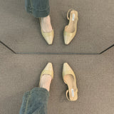 Heel Baotou Sandals Female French Tender Night Nude Pointed Small Fragrant Wind Lady Thick Heel Air Quality Single