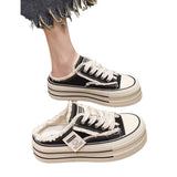 Quality Leisure After Empty Slippers Women Wear 2024 Summer New Canvas Shoes Thick Sole Half Mop Cake Women's