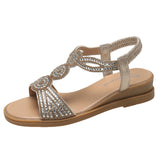 Breakj 2025 Summer New Water Drill Slope Heel Sandals Women With Roman Toe Fashion Sandals