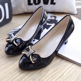 Spring Bow Tie Women's Singles Shoes With All Kinds Of Heels, Ladies' Leather Shoes, Large-Size Professional Work Shoes, Four Seasons Single
