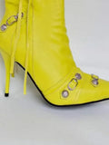 New Women's Boots Pointed Toe High-heeled Boots Paris Fashion Knee-high Boots European and American Party