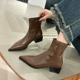 Breakj Short Boots Women's New 2023 Autumn / Winter Women's Boots Fashion Thick Heel Thin Boots Niche Design Martin