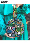 INS Hot Snake Multi Colors Unique Round Circular Handbags Women Casual Circular Bag Purse