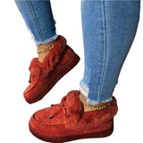 Breakj Round Head Platform With Velvet And Thick Warm Cotton Shoes Women's Plus Size Knit Bag Shoes Snow Boots Bean