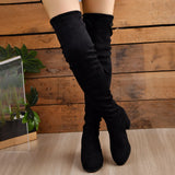 Breakj Women's Long-Heeling Boots 2025 Autumn And Winter New Thick And Round Head High Heel Thin Knee-High Boots