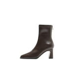 Breakj Short Boots Women High And Autumn And Winter New Plus Velvet Coarse And French Small Ankle Boots After Zipper Elastic Head Thin