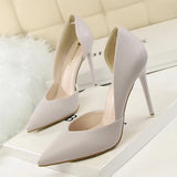 Breakj Korean Version Of Fashion Simple Sexy Nightclub Show Thin Women's Shoes Thin Heel Ultra High Heel Shallow Pointed Hollow Single
