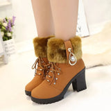 2013 New Rhinestone High Heel Thick Heel Hair Hair Mouth Short Leg Short Boots And Velvet Martin Boots Women's Plus Size Women's