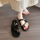 Breakj Design Flat-Bottomed Silver Toe Slippers Women 2025 Summer New Breathable Cool Drag Simple Leisure Outside Wearing Cold