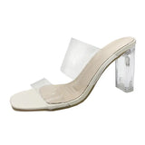 Breakj New Summer Transparent Heel High Heel Simple PVC Cool Slippers With Toe Women's
