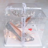 for Girls High Heels Rhinestone Elegant Woman Heeled Dress Bridal bow sweet Stiletto Princess style Birthday Gifts