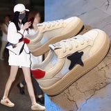 And Autumn New Casual Single Shoes Korean Version Fashion Lace Casual Shoes Net Cloth Tie Students Daily Board Shoes