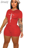 Solid Color Short Sleeve Crop Top and Pockets Biker Shorts 2 Pcs Set Sexy Slim Summer Fashion Outfit Casual