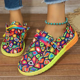 New Large-Size Lace Color Low-Top Single Shoes Female National Style Graffiti Lazy Canvas Flat