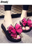Platform Flip Flops for Woman Bohemian Style Summer Slipper with Bow Large Size Women's Summer Footwear Chaussure