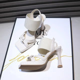 Breakj Side Thick Sole Fine Heel Sandals Women 2025 Summer New Belt Buckle Waterproof Toe High-Heeled