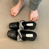 Breakj New Stroke Square Head Height Half Dragged Mary Jane Shoes Female Commuting Outside Wearing Bag Head