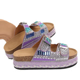 Breakj New Thick Bottom Rope Double Buckle Drill Softwood Beach Slippers Large Size Women's