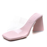 Breakj White Leg-Growsed Miss 2025 New High Heels Thick Heel Pale Pink Women's Shoes Transparent With Cool