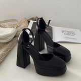 Breakj Jane Coarse Heels Women 2025 New Fairy Wind Waterproof Table French One-Word Buckle Single
