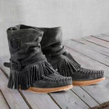 New Women Ankle Short Boots Tassels Round Toe Buckle Strap Ethnic Style Warm Non-slip Boots Shoe for Lady Warm Botas