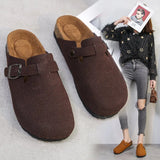 Breakj Flat-Bottomed Lazy Slippers Women Wear Frosted Personality Half-Tomulator Shoes