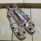 Breakj Flowers Embroidery Net Eye Ballet Flat Shoes Retro Word With Mary Jane Single Shoes National Style Net Shoes
