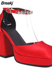 High Heeled Women Pumps 2023 Vintage Buckle Mary Jane Shoes Great Quality In Spring Summer All-match Temperament