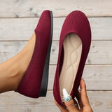 Toe Flats for Women Comfortable Knit Ballet Flat Shoes Casual Slip on Shallow Shoes Office Boat Shoes Plus Size