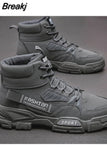 New Work Boots Men Comfort Desert Boots Retro Casual High Top Shoes for Men Round Toe Non-slip Hiking Booties Botas