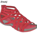 Women Sandals Round Toe Hollow wedges Sandals Casual Closed Toe Flat Rome Sandals plus size Leopard