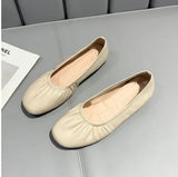 Toe Soft Pu Leather Moccasins Women Loafers Foldable Ballet Flats Solid Grandam Shoes Women Comfy Slip on Ballerina