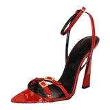 Breakj Sexy Goddess Fan Temperament Sharp-Toned High-Heeled High-Heeled Shoes New Summer One-Character Buckle With Fine