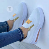 Women Casual Sneakers M Printed Side Zipper Platform Vulcanized Shoes Zapatillas Mujer Sapato Plataforma Feminino Sneakers