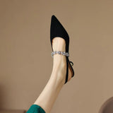 Show Thin ~ French Diamond Silver Pointed Behind Empty Mary Jane Small Leather Shoes Small Heel Baotou Sandals Women