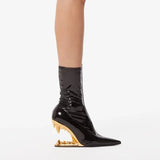 Breakj Metal High-Heeling Hollow Tusk Giant Tooth Tiger Tooth Alien And Knitted Elastic Short Boots Socks Women's