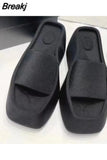 Platform Women Slippers Summer Square Toe Brand Satin Sandals WomenSexy High Heels Shoes Beach Sandals Flip